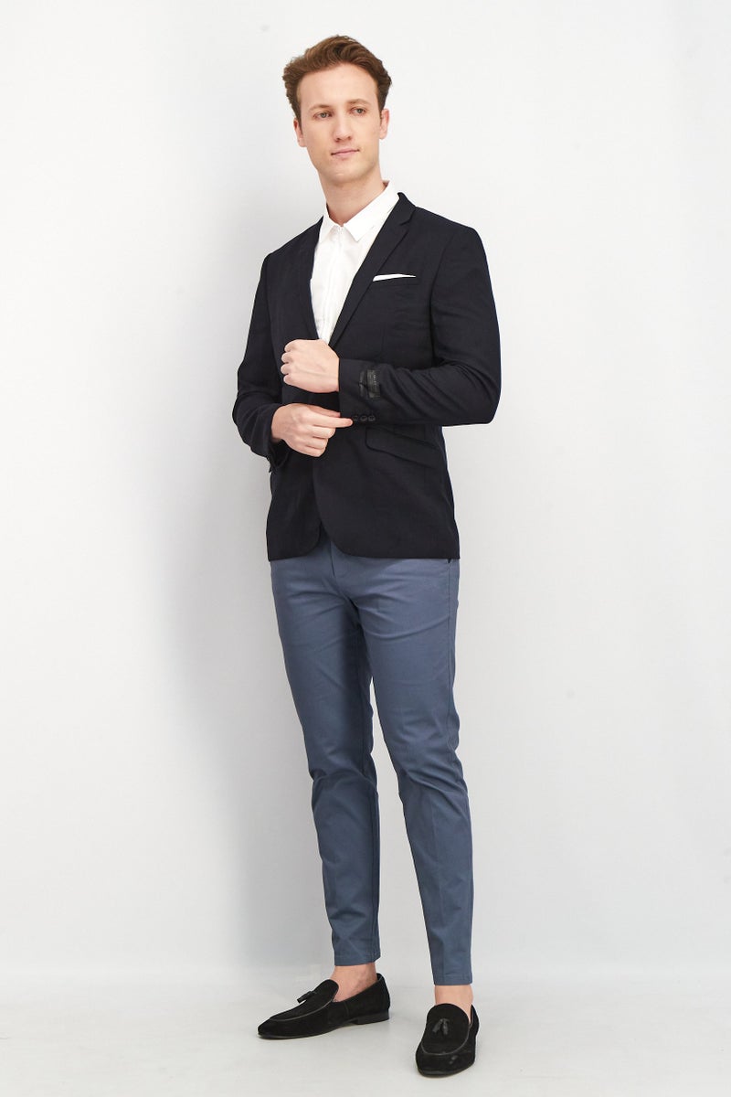 SELECTED Men Modern Fit Solid Formal Blazer, Navy Blue - Image 4